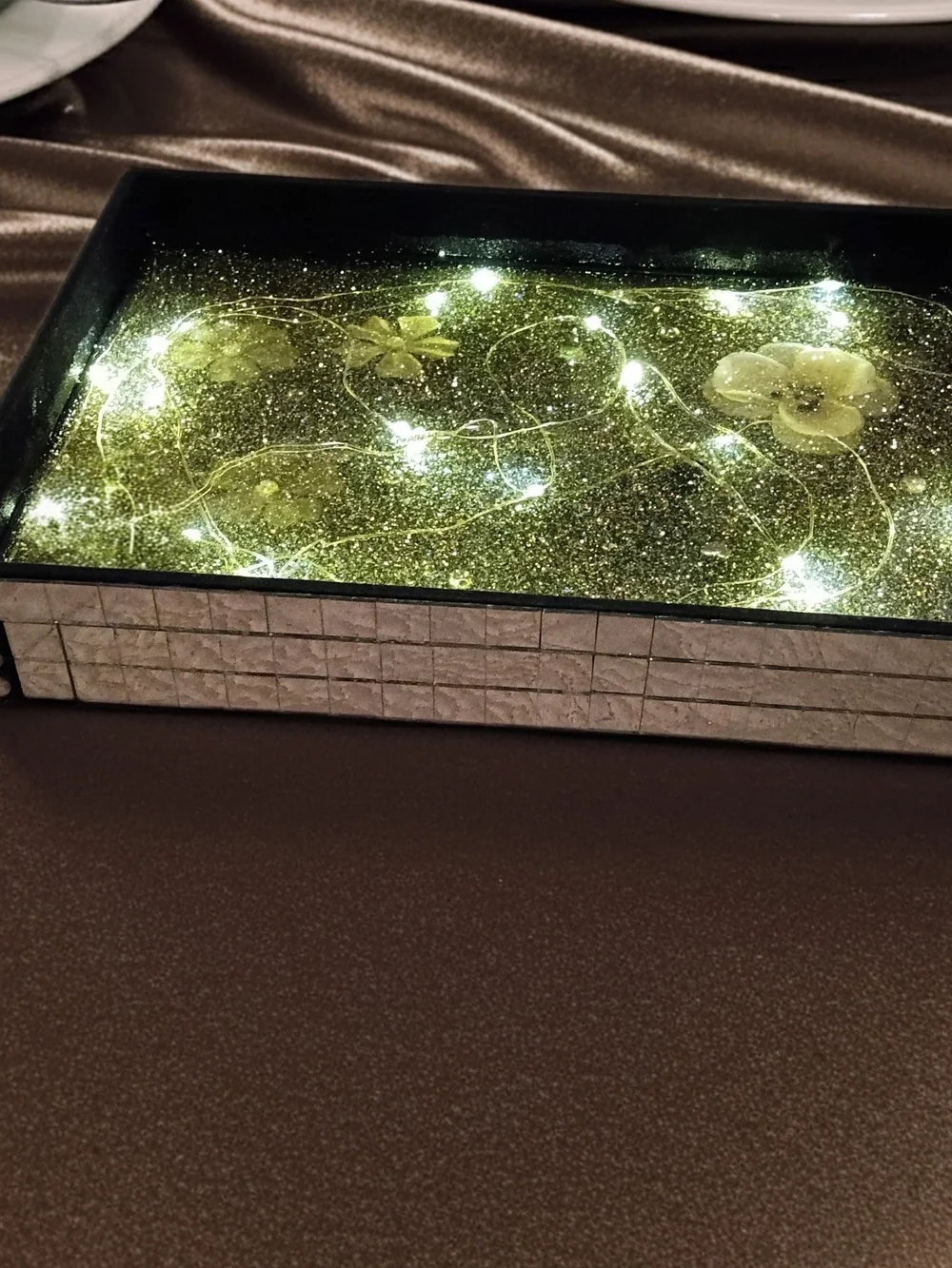 Decorative Glass Trinket Tray with Embedded LED Lights